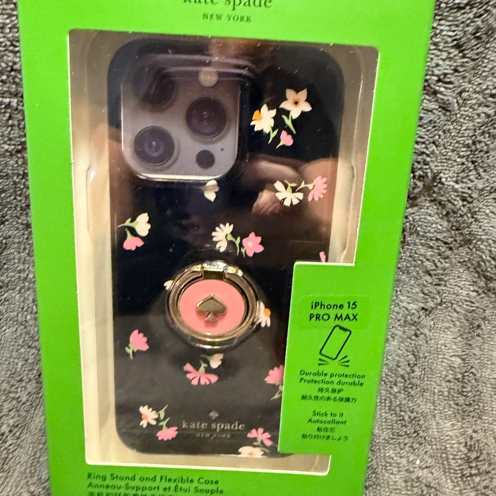 Kate Spade Black and Pink Floral iPhone 15 Pro Max Case